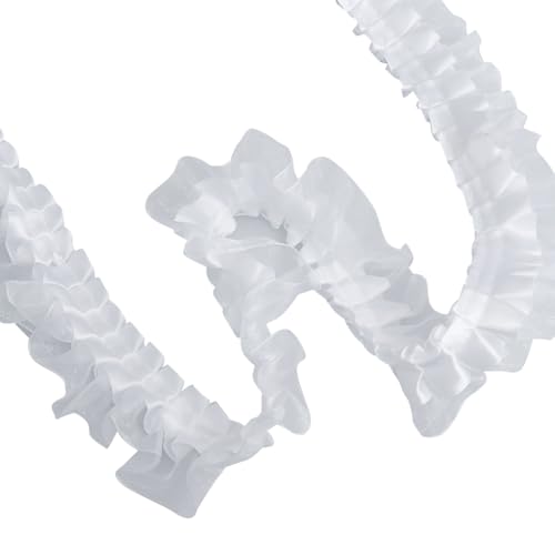 JIHUOO Doppelschichtiges Rüschenband, Satin-Organza-Bordüre, Spitze, plissiert, Nähen, Spitze, Basteln, Besatz, Stoff, Verzierung, Kleid, Zierband, Weiß, 6 m JIHUOO Doppelschichtiges Rüschenband, Satin-Organza-Bordüre, Spitze, plissiert, Nähen, Spitze, Basteln, Besatz, Stoff, Verzierung, Kleid, Zierband, Weiß, 6 m von JIHUOO