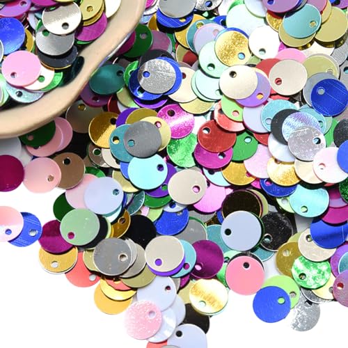 JIHUOO Flache runde Pailletten zum Basteln, 60 g, 20 mm, große Pailletten, zum Aufnähen, für Kleidung, lose Pailletten zum Sticken, mehrfarbig JIHUOO Flache runde Pailletten zum Basteln, 60 g, 20 mm, große Pailletten, zum Aufnähen, für Kleidung, lose Pailletten zum Sticken, mehrfarbig von JIHUOO