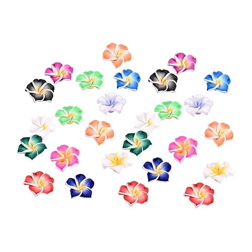JIHUOO Frangipani-Blumen-Perlen, Mini-Plumeria-Perlen, gemischte Farben, Polymer-Ton, 3D-Abstandshalter, lose Abstandshalter mit Löchern, 12 mm, 50 Stück von JIHUOO