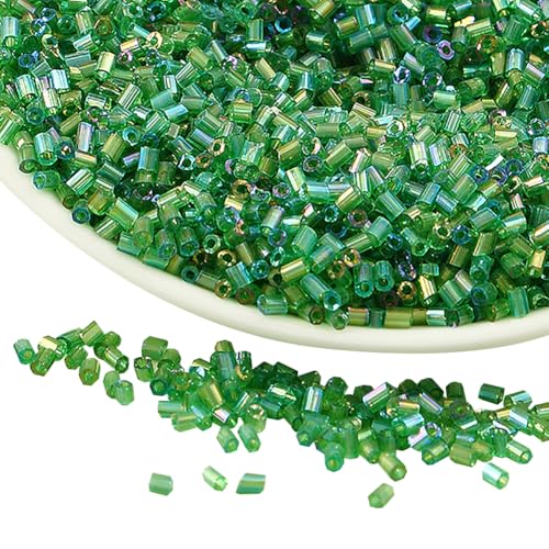 JIHUOO Glasperlen, Mini-Perlen, Abstandshalter, Ohrringe, Halsketten, kleine Bastelperlen, Schmuck, Armband, Windspiel, Grün, 1400 Stück von JIHUOO