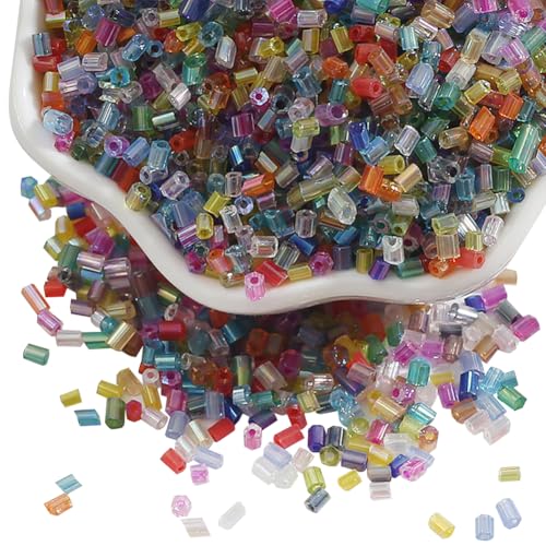 JIHUOO Glasperlen, Mini-Perlen, Abstandshalter, Ohrringe, Halsketten, kleine Bastelperlen, Schmuck, Armband, Windspiel, mehrfarbig, 1400 Stück von JIHUOO
