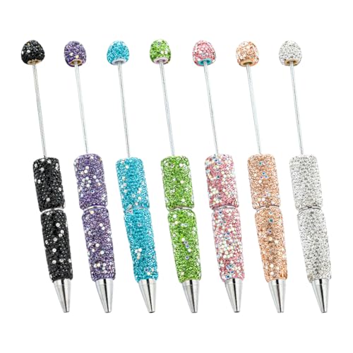 JIHUOO Glitzer-Strass-Kugelschreiber, niedlich, glitzernd, mit Perlen, glänzender Kristall-Kugelschreiber, ausgefallener einziehbarer Journaling-Stift für Perlenstickerei, 7 Stück JIHUOO Glitzer-Strass-Kugelschreiber, niedlich, glitzernd, mit Perlen, glänzender Kristall-Kugelschreiber, ausgefallener einziehbarer Journaling-Stift für Perlenstickerei, 7 Stück von JIHUOO