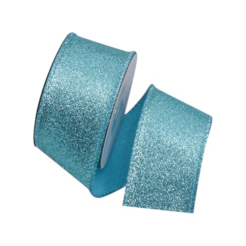 JIHUOO Glitzerstoffband, 6,3 cm x 4,5 m, metallisches Drahtband, glitzerndes Geschenkband, glänzendes Band, Rolle, Drahtkante, glitzernde Bastelbänder, blau JIHUOO Glitzerstoffband, 6,3 cm x 4,5 m, metallisches Drahtband, glitzerndes Geschenkband, glänzendes Band, Rolle, Drahtkante, glitzernde Bastelbänder, blau von JIHUOO