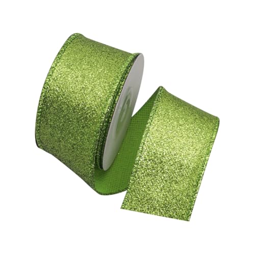 JIHUOO Glitzerstoffband, 6,3 cm x 4,5 m, metallisches Drahtband, glitzerndes Geschenkband, glänzendes Band, Rolle, Drahtkante, glitzernde Bastelbänder, grün JIHUOO Glitzerstoffband, 6,3 cm x 4,5 m, metallisches Drahtband, glitzerndes Geschenkband, glänzendes Band, Rolle, Drahtkante, glitzernde Bastelbänder, grün von JIHUOO