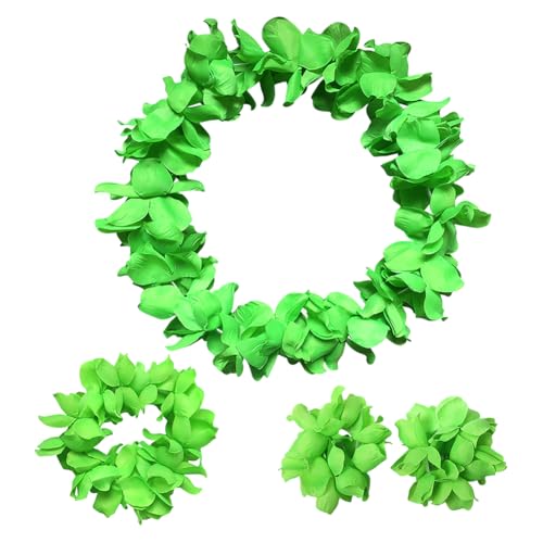 JIHUOO Hawaii-Leis-Set, Hawaii-Blumen-Halsketten, Armbänder, Hawaii-Lei-Luau-Party-Halsketten, Stirnbänder, Armbänder, tropisches Thema, Kostümzubehör für Sommer, Strand, Pool, Party, Grün, 4 Stück JIHUOO Hawaii-Leis-Set, Hawaii-Blumen-Halsketten, Armbänder, Hawaii-Lei-Luau-Party-Halsketten, Stirnbänder, Armbänder, tropisches Thema, Kostümzubehör für Sommer, Strand, Pool, Party, Grün, 4 Stück von JIHUOO
