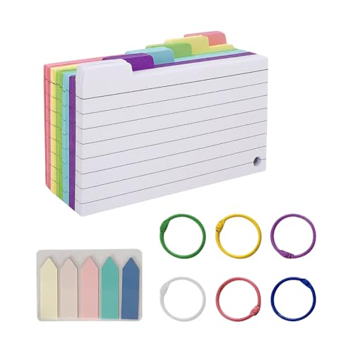 JIHUOO Karteikarten, 7,6 x 12,7 cm, bunt, liniert, blanko, Lernkarten, robuste Notizkarten, Lernkarten, Lernkarten, Lernkarten, mit 6 Ringen und 100 Klebeetiketten, Bürobedarf, 300 Stück JIHUOO Karteikarten, 7,6 x 12,7 cm, bunt, liniert, blanko, Lernkarten, robuste Notizkarten, Lernkarten, Lernkarten, Lernkarten, mit 6 Ringen und 100 Klebeetiketten, Bürobedarf, 300 Stück von JIHUOO