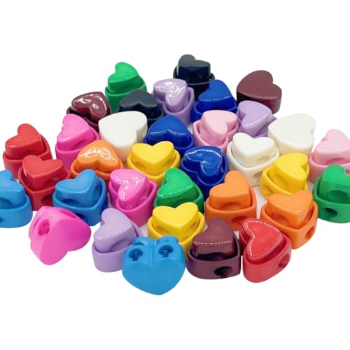 JIHUOO Kordelstopper in Herzform, Doppelloch, Federschnurverschluss, Kunststoff-Kordelstopper für Kordelzüge, Stricknadelstopper, verstellbare Kordelstopper für Schnürsenkel, Rucksäcke, 50 Stück JIHUOO Kordelstopper in Herzform, Doppelloch, Federschnurverschluss, Kunststoff-Kordelstopper für Kordelzüge, Stricknadelstopper, verstellbare Kordelstopper für Schnürsenkel, Rucksäcke, 50 Stück von JIHUOO