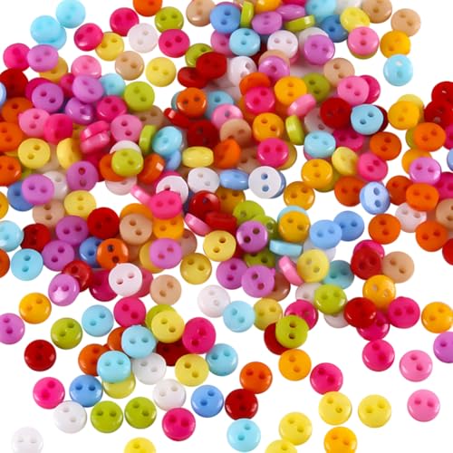JIHUOO Kunststoffknöpfe, 6 mm, gemischte Farben, klein, bunt, 2 Löcher, runde Nähknöpfe, Scrapbooking, dekorative Knöpfe, niedliche Bekleidungsknöpfe, 1000 Stück JIHUOO Kunststoffknöpfe, 6 mm, gemischte Farben, klein, bunt, 2 Löcher, runde Nähknöpfe, Scrapbooking, dekorative Knöpfe, niedliche Bekleidungsknöpfe, 1000 Stück von JIHUOO