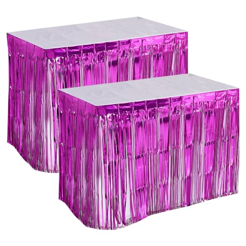 JIHUOO Lametta-Tischröcke, 2,9 m x 75,1 cm, Metallfolie, Fransen-Lametta, Tischröcke, Lametta-Hintergrund, Vorhänge, Lametta, Luftschlangen, Girlande, breites Lametta-Banner, Hot Pink, 2 Stück JIHUOO Lametta-Tischröcke, 2,9 m x 75,1 cm, Metallfolie, Fransen-Lametta, Tischröcke, Lametta-Hintergrund, Vorhänge, Lametta, Luftschlangen, Girlande, breites Lametta-Banner, Hot Pink, 2 Stück von JIHUOO