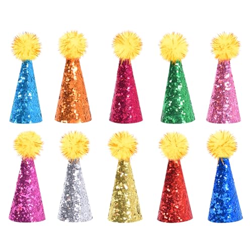 JIHUOO Mini-Miniatur-Partyhüte, bunt, kleiner Partyhut, Kaninchen, Happy Birthday, Kegelhut, Katze, Hund, verstellbare Urlaubshüte mit Pompons, Haustier-Kostüm, Zubehör für Stofftiere, 10 Stück JIHUOO Mini-Miniatur-Partyhüte, bunt, kleiner Partyhut, Kaninchen, Happy Birthday, Kegelhut, Katze, Hund, verstellbare Urlaubshüte mit Pompons, Haustier-Kostüm, Zubehör für Stofftiere, 10 Stück von JIHUOO