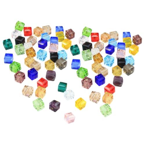JIHUOO Quadratische Glasperlen, facettiert, Würfel, Kristallperlen, Schmuckherstellung, Perlen, gemischte Farben, Armbänder, Bastelperlen, dekorative Ohrringe, Halsketten, Perlen, 6 mm, 200 Stück von JIHUOO