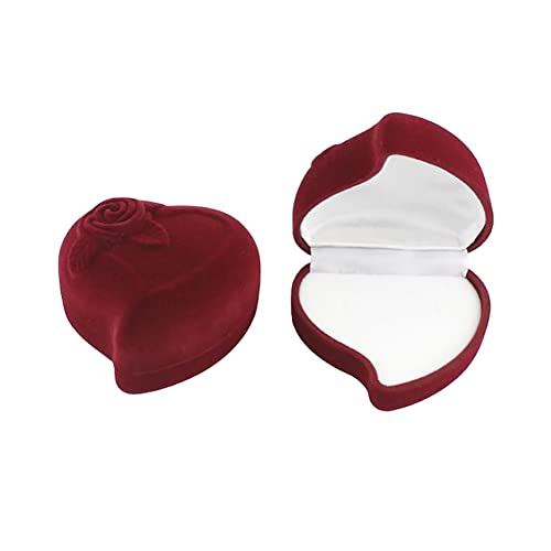 JIHUOO Ringschachteln in Herzform, Samt, für Ehering, Geschenkboxen für Ohrstecker, Ohrringe, Schmuckverpackungen, Rot, 2 Stück JIHUOO Ringschachteln in Herzform, Samt, für Ehering, Geschenkboxen für Ohrstecker, Ohrringe, Schmuckverpackungen, Rot, 2 Stück von JIHUOO