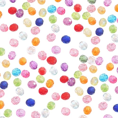 JIHUOO Runde facettierte Acrylperlen, 6 mm, transparent, Kristall, Ohrringperlen, Bastelarmband, lose Abstandshalter, Perlen, Schmuckherstellung, Taschen, Dekoration, mehrfarbig, 1000 Stück JIHUOO Runde facettierte Acrylperlen, 6 mm, transparent, Kristall, Ohrringperlen, Bastelarmband, lose Abstandshalter, Perlen, Schmuckherstellung, Taschen, Dekoration, mehrfarbig, 1000 Stück von JIHUOO