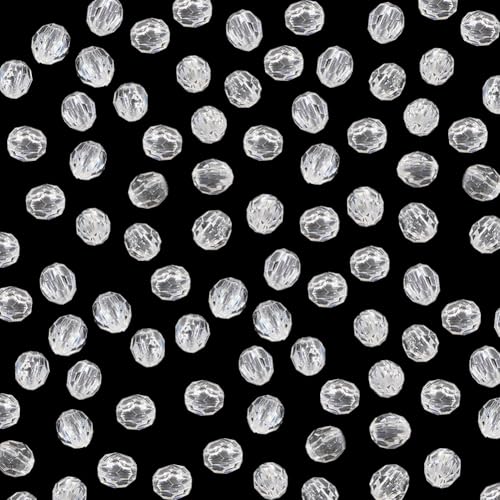 JIHUOO Runde facettierte Acrylperlen, 6 mm, transparent, Kristall-Ohrringperlen, Bastelarmband, lose Abstandshalter, Schlüsselanhänger, Taschendekoration, transparent, 1000 Stück JIHUOO Runde facettierte Acrylperlen, 6 mm, transparent, Kristall-Ohrringperlen, Bastelarmband, lose Abstandshalter, Schlüsselanhänger, Taschendekoration, transparent, 1000 Stück von JIHUOO