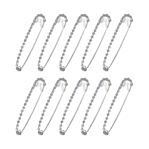 JIHUOO Sicherheitsnadeln mit Strasssteinen, glitzernde Kristalle, dekorative Schal-Clips, modische Sicherheitsnadeln, Röcke, Pullover, Sicherheitsnadeln, Hose, Taillenstraffer, 10 Stück von JIHUOO