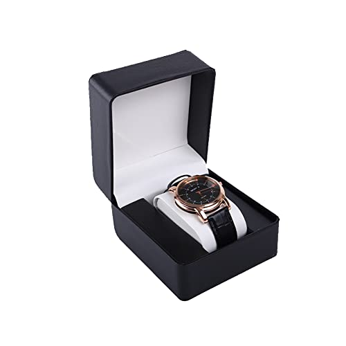 JIHUOO Single Grid PU Leder Uhrenbox Uhrenetui Uhr Geschenkbox Uhr Box Schmuck Box mit Kissen Schwarz von JIHUOO