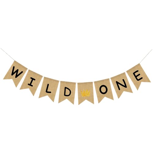 Jute-Banner "Wild One", rustikale Wimpelkette, Vintage-Stil, für 1. Geburtstag, Party, Girlande, Dschungel-Thema, Geburtstag, hängende Dekorationen Jute-Banner "Wild One", rustikale Wimpelkette, Vintage-Stil, für 1. Geburtstag, Party, Girlande, Dschungel-Thema, Geburtstag, hängende Dekorationen von JIHUOO