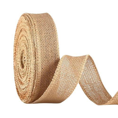 Juteband, 4 cm x 10 m, braunes Bastelband, Geschenkverpackungsband, rustikales Hochzeitsband, Stoff, Weihnachtskranz, Blumenstrauß Juteband, 4 cm x 10 m, braunes Bastelband, Geschenkverpackungsband, rustikales Hochzeitsband, Stoff, Weihnachtskranz, Blumenstrauß von JIHUOO