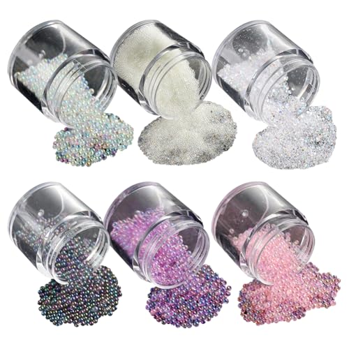 Kleine Nagelkaviar-Perlen, kleine Nagelkunst-Strasssteine, Kristall-Nagelperlen, Mini-Nagelschmuck, 3D-Mini-Nagelkunst-Anhänger, Nageldesign-Zubehör für Frauen und Mädchen, 6 Boxen Kleine Nagelkaviar-Perlen, kleine Nagelkunst-Strasssteine, Kristall-Nagelperlen, Mini-Nagelschmuck, 3D-Mini-Nagelkunst-Anhänger, Nageldesign-Zubehör für Frauen und Mädchen, 6 Boxen von JIHUOO