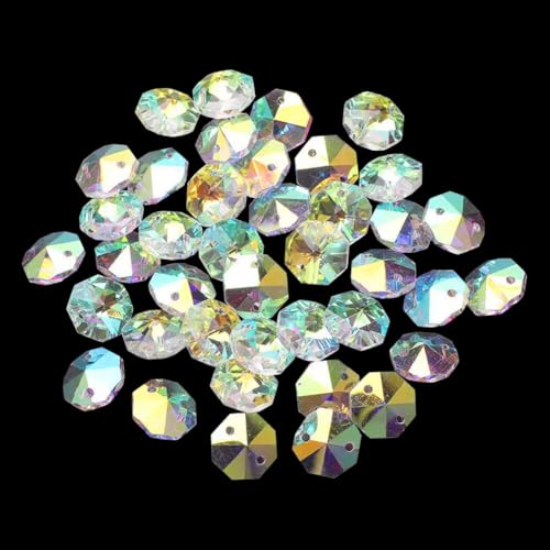 Kristallprismenperlen, 14 mm, 2 Löcher, kleine Kristall-Sonnenfänger-Perlen, Glasperlen, facettierte Perlen, Kronleuchter, Ersatzkristalle, DIY-Lampe, hängende Anhängerperlen für DIY, Kunst, Handwerk von JIHUOO
