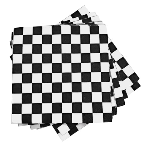 Papierservietten, kariert, 33 x 33 cm, Schwarz und Weiß, 40 Stück, Rennwagen, Party-Servietten, dekorative Cocktail-Servietten, Spieltag, Geburtstag, Party-Dekorationen Papierservietten, kariert, 33 x 33 cm, Schwarz und Weiß, 40 Stück, Rennwagen, Party-Servietten, dekorative Cocktail-Servietten, Spieltag, Geburtstag, Party-Dekorationen von JIHUOO