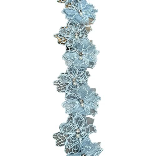 Perlenband mit Strasssteinen, Blumenverzierung, bestickt, Spitzenbordüre, Blumenapplikation, Band, Stoff, Nähbänder, elegante Kleidung, Bordüre, Box, Verpackungsbänder, blau Perlenband mit Strasssteinen, Blumenverzierung, bestickt, Spitzenbordüre, Blumenapplikation, Band, Stoff, Nähbänder, elegante Kleidung, Bordüre, Box, Verpackungsbänder, blau von JIHUOO