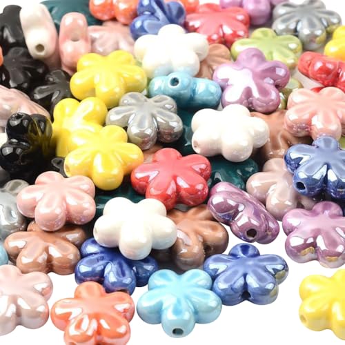 Porzellan-Keramik-Blumenperlen, bunt, Blumenform, niedliches Blumenmuster, chinesische Armband-Charms, gemischte Farben, Blumen-Charm, handgefertigt, lose Abstandshalter für Halsketten, Ohrringe, 30 Porzellan-Keramik-Blumenperlen, bunt, Blumenform, niedliches Blumenmuster, chinesische Armband-Charms, gemischte Farben, Blumen-Charm, handgefertigt, lose Abstandshalter für Halsketten, Ohrringe, 30 von JIHUOO