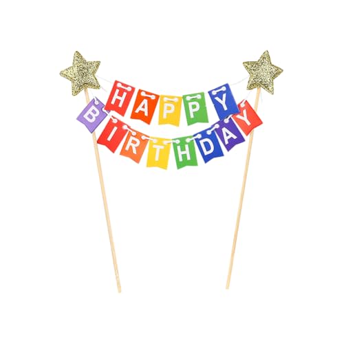 Regenbogen-Kuchenbanner "Happy Birthday", Wimpelkette, Girlande, Glitzerstern, Kuchendekoration, bunte Kuchenflagge, Dekorationen für Geburtstag, Babyparty, Party Regenbogen-Kuchenbanner "Happy Birthday", Wimpelkette, Girlande, Glitzerstern, Kuchendekoration, bunte Kuchenflagge, Dekorationen für Geburtstag, Babyparty, Party von JIHUOO
