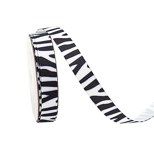 Ripsband mit Tierdruck, Zebra-Bastelband, weiß, schwarz, Stoff, Geschenkverpackungsband für Geschenkverpackung, Schleifenherstellung, 20 Yards 1 cm Ripsband mit Tierdruck, Zebra-Bastelband, weiß, schwarz, Stoff, Geschenkverpackungsband für Geschenkverpackung, Schleifenherstellung, 20 Yards 1 cm von JIHUOO