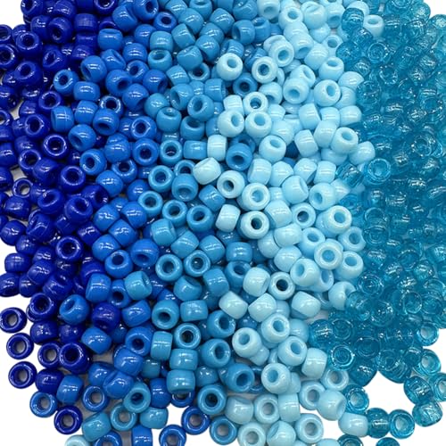 Runde Acryl-Pony-Perlen, großes Loch, Haar-Zopfperlen, großes Loch, Kunststoffperlen, Freundschaftsarmband, Charms, kleine lose Abstandshalter, Blau, 6 x 9 mm, 1000 Stück Runde Acryl-Pony-Perlen, großes Loch, Haar-Zopfperlen, großes Loch, Kunststoffperlen, Freundschaftsarmband, Charms, kleine lose Abstandshalter, Blau, 6 x 9 mm, 1000 Stück von JIHUOO