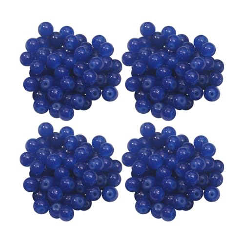 Runde Glasperlen zur Schmuckherstellung, 8 mm, einfarbig, Edelsteinperlen, Kristall, Freundschaftsarmband, Halskette, Abstandshalter, Bastelperlen für Ohrringe, Blau, 200 Stück von JIHUOO