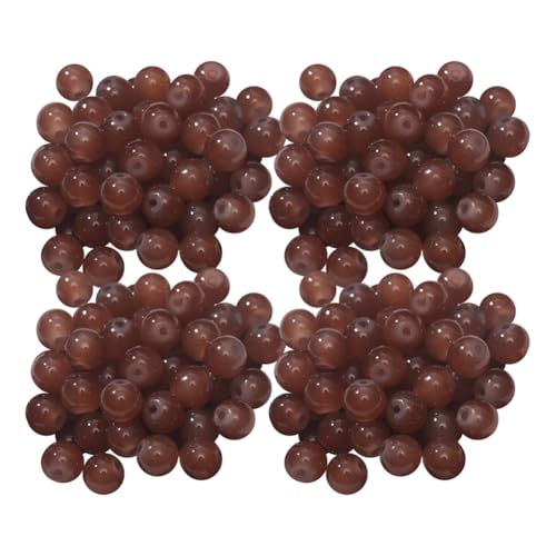 Runde Glasperlen zur Schmuckherstellung, 8 mm, einfarbig, Edelsteinperlen, Kristall, Freundschaftsarmband, Halskette, Abstandshalter, Bastelperlen für Ohrringe, Braun, 200 Stück von JIHUOO