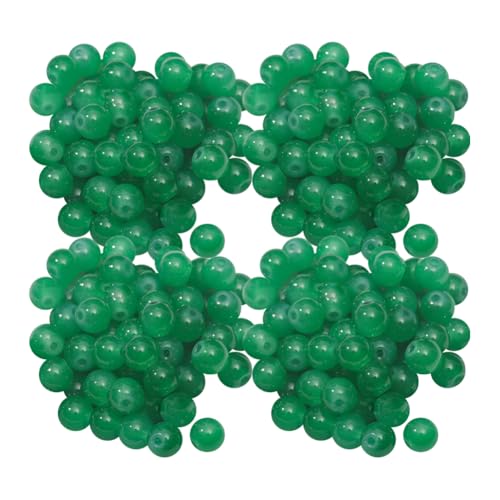 Runde Glasperlen zur Schmuckherstellung, 8 mm, einfarbig, Edelsteinperlen, Kristall, Freundschaftsarmband, Halskette, Abstandshalter, Bastelperlen für Ohrringe, Grün, 200 Stück von JIHUOO