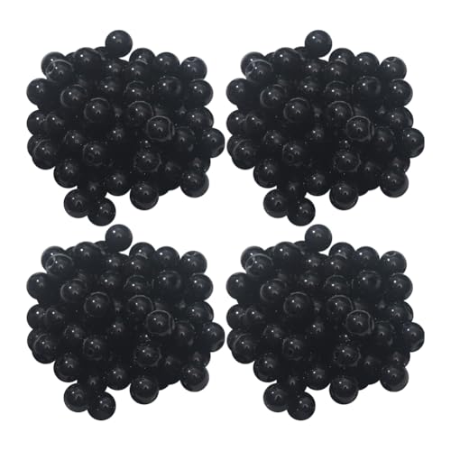 Runde Glasperlen zur Schmuckherstellung, 8 mm, einfarbig, Edelsteinperlen, Kristall, Freundschaftsarmband, Halskette, Abstandshalter, Bastelperlen für Ohrringe, Schwarz, 200 Stück von JIHUOO