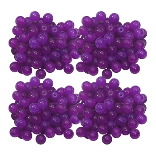 Runde Glasperlen zur Schmuckherstellung, 8 mm, einfarbig, Edelsteinperlen, Kristall, Freundschaftsarmband, Halskette, Abstandshalter, Bastelperlen für Ohrringe, Violett, 200 Stück von JIHUOO