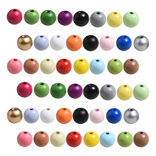JIHUOO Runde Holzperlen, bunte Bastelperlen, dekorative Abstandshalter, Festivals, Armbänder, Perlen, Frühling, lose Perlen für Schmuckherstellung, 12 mm, 200 Stück JIHUOO Runde Holzperlen, bunte Bastelperlen, dekorative Abstandshalter, Festivals, Armbänder, Perlen, Frühling, lose Perlen für Schmuckherstellung, 12 mm, 200 Stück von JIHUOO