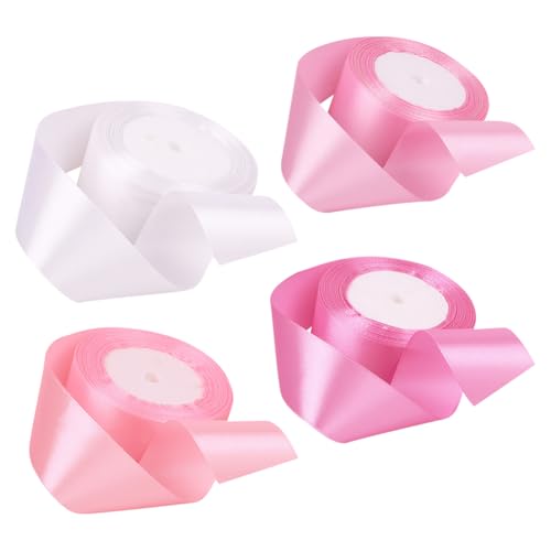 Satinband für Hochzeitsblumenstrauß, Brautparty, dekorative Bänder, Valentinstag, Dekoration, Bänder für Kranz, Schleifen, 22 m x 3,8 cm, Rosa, 4 Rollen Satinband für Hochzeitsblumenstrauß, Brautparty, dekorative Bänder, Valentinstag, Dekoration, Bänder für Kranz, Schleifen, 22 m x 3,8 cm, Rosa, 4 Rollen von JIHUOO