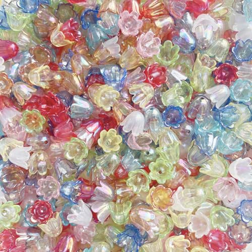 Transparente Acryl-Perlen mit Glockenblumen, Maiglöckchen, Schmuckperlen, Abstandshalter, gemischte Blumenförmige Perlen, Abstandshalter mit Loch in der Mitte für Perlenprojekte, 400 Stück Transparente Acryl-Perlen mit Glockenblumen, Maiglöckchen, Schmuckperlen, Abstandshalter, gemischte Blumenförmige Perlen, Abstandshalter mit Loch in der Mitte für Perlenprojekte, 400 Stück von JIHUOO