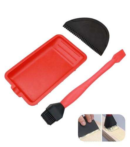 3pcs Leimroller Holzleim-Set, 1 Pinsel, 1 Kamm und 1 Tablett, Schnell und Gleichmäßig Auftragen，Anwendbar auf Handwerk, Holzbearbeitung Klebeprojekte von JIIENO