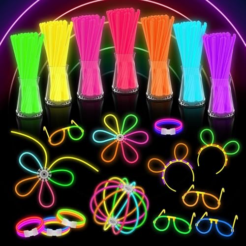 Knicklichter, 378 Leuchtstäbe Knicklichter Set, Neon Leuchtstäbe Party Pack, Leuchtspielzeug für Kinder Leuchtarmbänder, Neon-leuchtendes dunkle Party Supplies Leuchtstäbe für Party deko, Festival von JIJI&CUI