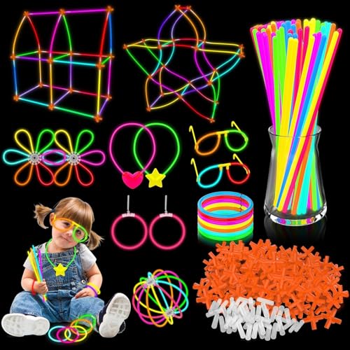 Knicklichter Party Set, 261 Leuchtstäbe Knicklichter Set, Neon Leuchtstäbe Party Pack, Neon Building Blocks Knicklichter Ketten für Kinder Party Deko für Festival Hochzeiten Weihnacht Silvester Party von JIJI&CUI