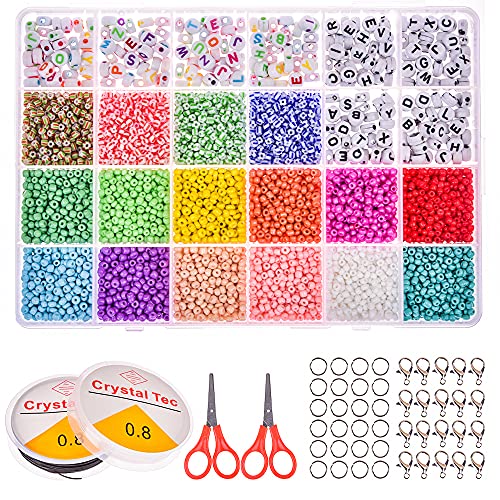 Perlen Set,Perlen zum Auffädeln,Mini Glasperlen 3mm Fädelperlen mit Buchstabenperlen,Alphabet Buchstaben Perlen für Armband Set Selber Machen Schmuck Basteln Perlen Schmuckherstellung Set (24 Gitter) Perlen Set,Perlen zum Auffädeln,Mini Glasperlen 3mm Fädelperlen mit Buchstabenperlen,Alphabet Buchstaben Perlen für Armband Set Selber Machen Schmuck Basteln Perlen Schmuckherstellung Set (24 Gitter) von JIJI&CUI