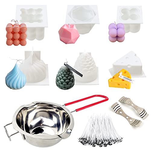 JILERWEAR Kerzen Selber Machen Set - 6 Stück Silikonform Kerzen Gießen Set für die Herstellung verschiedener handgefertigter Kerzen. Inklusive 100 Stück Dochte, 2 Stück Dochthalter und Topf JILERWEAR Kerzen Selber Machen Set - 6 Stück Silikonform Kerzen Gießen Set für die Herstellung verschiedener handgefertigter Kerzen. Inklusive 100 Stück Dochte, 2 Stück Dochthalter und Topf von JILERWEAR