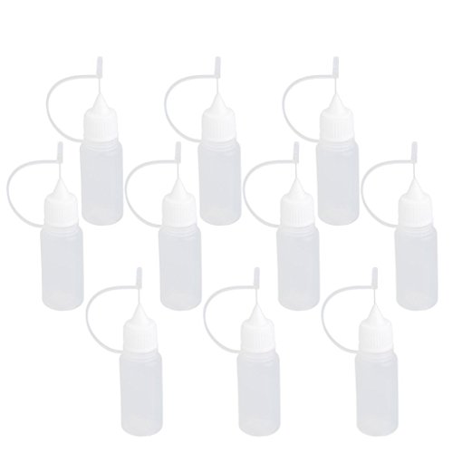 Salmophfeel 10 leere Kunststoff-Flaschen zum Auffüllen von Flüssigkeitstropfen, Nadelspitzen-Applikator, Kleberflasche, DIY-Quilling-Werkzeug, Präzisionsflasche, 10 ml (10 Stück) von JILIMI