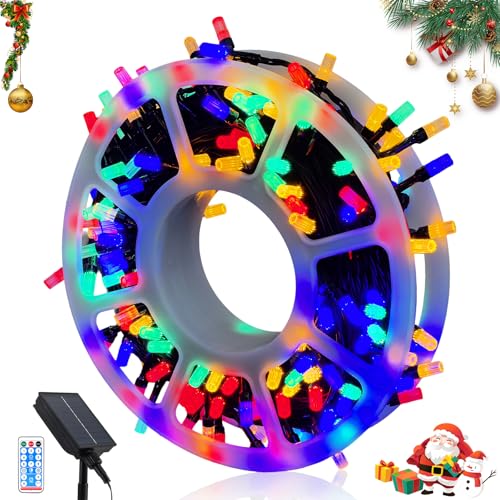 JIMACRO 25M/82.02FT Solar Lichterkette Aussen Aufrollbar, 200 LEDs LED Lichterkette Außen Solar, Weihnachtsbaum Lichterkette für Garten, Camping, Haus, Hof, Terrasse, Party, Hochzeit von JIMACRO