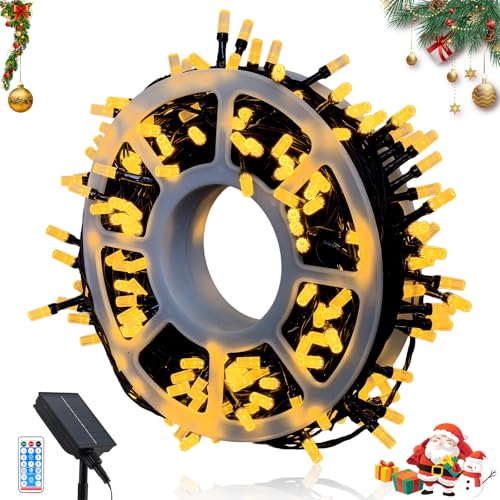 JIMACRO 25M/82.02FT Solar Lichterkette Aussen Aufrollbar, 200 LEDs LED Lichterkette Außen Solar, Weihnachtsbaum Lichterkette für Garten, Camping, Haus, Hof, Terrasse, Party, Hochzeit von JIMACRO