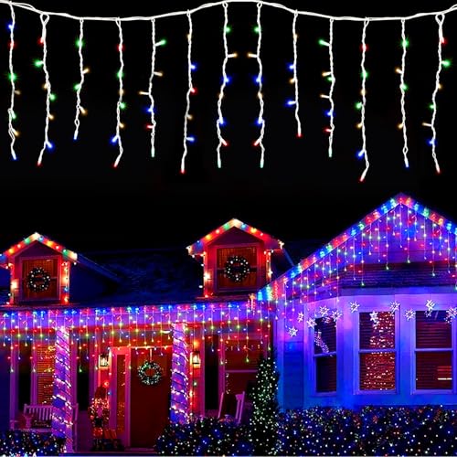 JIMACRO 8M/26.2FT Lichterkette Aussen, 48pcs Lichterkette Outdoor Wasserdicht 288 LED Lichterkette Strombetrieben Innen Für Wand Traufe Hochzeit Party Dekoration (Mehrfarbig) von JIMACRO