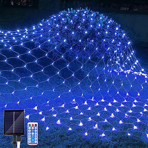 JIMACRO Lichternetz Solarleuchten Außen, 2m x 3m 192 LEDs Wasserdichte Lichterkette Netz mit 8 Modi, Fernbedienung, Baum Lichterkette für Garten Weihnachten Hochzeit Party Dekoration von JIMACRO