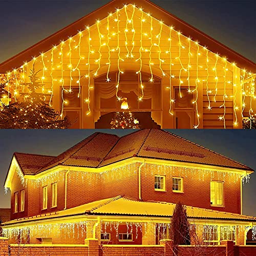 JIMACRO Solar LED String Lichter, 8M 264 LED Lichtvorhang Weihnachtsbeleuchtung Außen, 44 Stck 0.7M+0.5M Wasserdichte Lichterketten, 8 Modi LED Wasserdichte Lichterkette Außen für die Wandtraufe Deko von JIMACRO