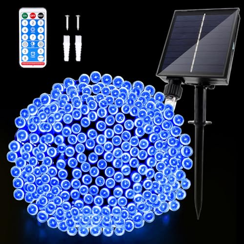 JIMACRO Solar Lichterkette Außen, 22M 200LED Solar Lichterkette mit Fernbedienung, Verbessertes Solarpanel Wasserdichte Lichterkette für Draußen, Party, Hochzeit, Weihnachtsdekoration von JIMACRO